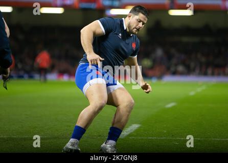 ©Laurent Lairys/MAXPPP - Julien Marchand aus Frankreich während des Rugby-Union-Spiels der sechs Nationen 2022 zwischen Wales und Frankreich am 11. März 2022 im Fürstentum Stadium in Cardiff, Wales - Foto Laurent Lairys / Stockfoto