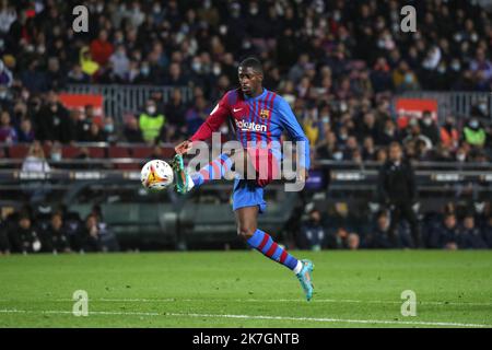 ©Manuel Blondau/AOP Press/MAXPPP - Ousmane Dembele vom FC Barcelona während des Fußballspiels der Liga zwischen dem FC Barcelona und CA Osasuna am 13. März 2022 im Camp Nou in Barcelona, Spanien. Stockfoto