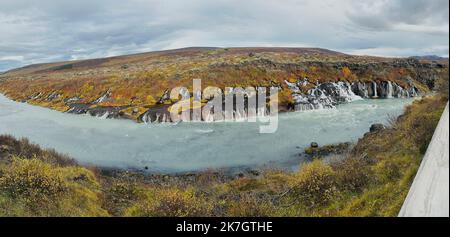 Hraunfossa Waterfalls, Island. Stockfoto