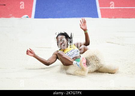 ©STADION-ACTU/STADION ACTU/MAXPPP - 20/03/2022 ; - ATHLETISME Dimanche 20 mars 2022 Championnats du Monde Athletisme en Salle Belgrade Kimberly WILLIAMS Triple Jump BELGRADE LEICHTATHLETIK WELT INDOOR Stockfoto