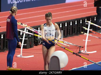 ©Laurent Lairys/MAXPPP - Margot CHEVRIER of France Finale Pole Vault Women während der Leichtathletik-Hallenweltmeisterschaften 2022 am B19 2022. März in der stark Arena in Belgrad, Serbien - Foto Laurent Lairys / Stockfoto