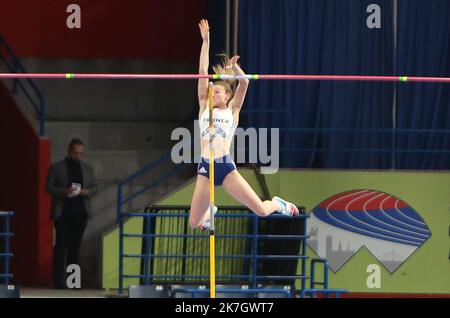 ©Laurent Lairys/MAXPPP - Margot CHEVRIER of France Finale Pole Vault Women während der Leichtathletik-Hallenweltmeisterschaften 2022 am B19 2022. März in der stark Arena in Belgrad, Serbien - Foto Laurent Lairys / Stockfoto