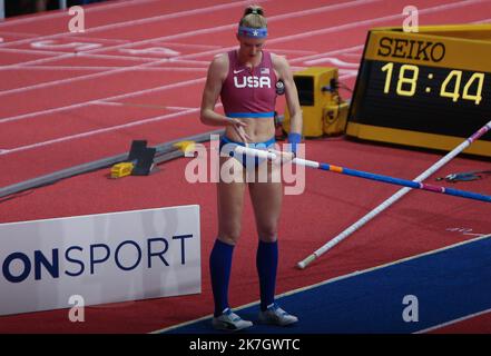 ©Laurent Lairys/MAXPPP - Margot CHEVRIER of France Finale Pole Vault Women während der Leichtathletik-Hallenweltmeisterschaften 2022 am B19 2022. März in der stark Arena in Belgrad, Serbien - Foto Laurent Lairys / Stockfoto