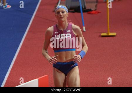 ©Laurent Lairys/MAXPPP - Sandi MORRIS von den USA Finale Pole Vault Women während der Leichtathletik-Hallenweltmeisterschaften 2022 am B19 2022. März in der stark Arena in Belgrad, Serbien - Foto Laurent Lairys / Stockfoto