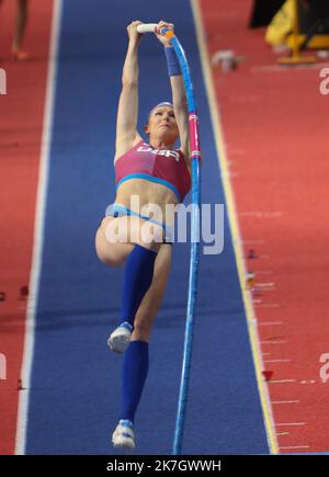 ©Laurent Lairys/MAXPPP - Sandi MORRIS von den USA Finale Pole Vault Women während der Leichtathletik-Hallenweltmeisterschaften 2022 am B19 2022. März in der stark Arena in Belgrad, Serbien - Foto Laurent Lairys / Stockfoto