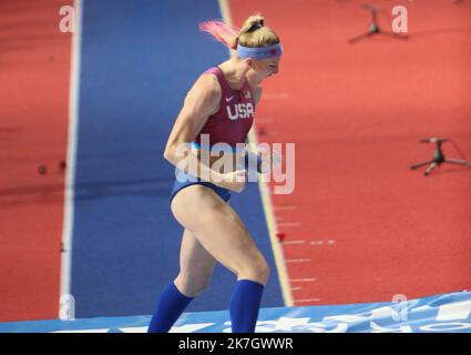 ©Laurent Lairys/MAXPPP - Sandi MORRIS von den USA Finale Pole Vault Women während der Leichtathletik-Hallenweltmeisterschaften 2022 am B19 2022. März in der stark Arena in Belgrad, Serbien - Foto Laurent Lairys / Stockfoto