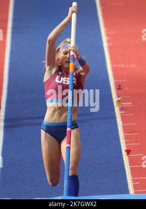 ©Laurent Lairys/MAXPPP - Sandi MORRIS von den USA Finale Pole Vault Women während der Leichtathletik-Hallenweltmeisterschaften 2022 am B19 2022. März in der stark Arena in Belgrad, Serbien - Foto Laurent Lairys / Stockfoto