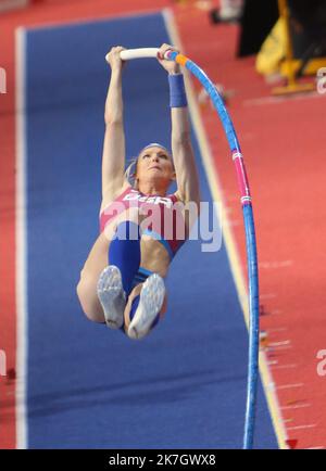 ©Laurent Lairys/MAXPPP - Sandi MORRIS von den USA Finale Pole Vault Women während der Leichtathletik-Hallenweltmeisterschaften 2022 am B19 2022. März in der stark Arena in Belgrad, Serbien - Foto Laurent Lairys / Stockfoto