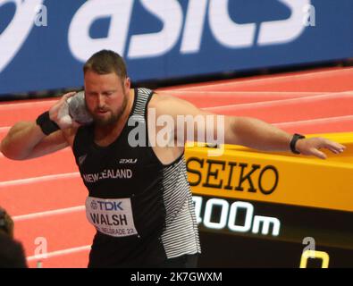 ©Laurent Lairys/MAXPPP - Tomas WALSH of New Zeland Finale Shot Put Männer während der Leichtathletik-Hallenweltmeisterschaften 2022 am B19 2022. März in der stark Arena in Belgrad, Serbien - Foto Laurent Lairys / Stockfoto