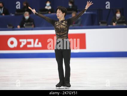 ©Laurent Lairys/MAXPPP - Yuma Kagiyama aus Japon während der ISU-Eiskunstlauf-Weltmeisterschaften 2022 am 26. März 2022 in der Sud de France Arena in Montpellier, Frankreich - Foto Laurent Lairys / Stockfoto