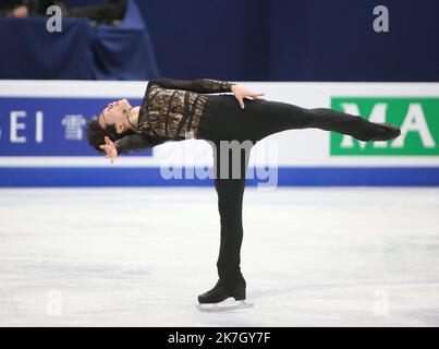 ©Laurent Lairys/MAXPPP - Yuma Kagiyama aus Japon während der ISU-Eiskunstlauf-Weltmeisterschaften 2022 am 26. März 2022 in der Sud de France Arena in Montpellier, Frankreich - Foto Laurent Lairys / Stockfoto