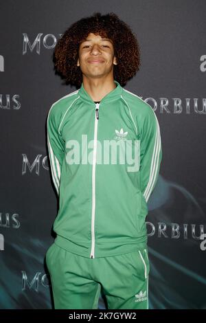 ©Sebastien Muylaert/MAXPPP - Paris 22/03/2022 Lil Tireese nimmt an der Morbius-Premiere im Gaumont Champs Elysees in Paris Teil. 22.03.2022 Stockfoto