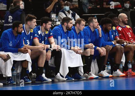 ©Julien Mattia / Le Pictorium/MAXPPP - Paris 14/04/2022 Julien Mattia / Le Pictorium - 14/04/2022 - Frankreich / Ile-de-France / Paris - L'Equipe de France de Handball affronte en match amical la Selection Espagnole, a l'Accord Hotel Arena, a Paris le 14 Avril 2022. / 14/04/2022 - Frankreich / Ile-de-France (Region) / Paris - das französische Handball-Team wird am 14. 2022. April in der Accord Hotel Arena in Paris ein Freundschaftsspiel gegen die spanische Auswahl spielen. Stockfoto