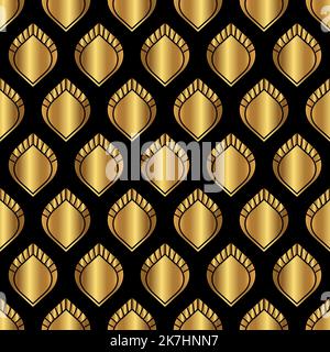 Nahtloses Muster-Design im Art déco-Stil in Schwarz und Gold Stock Vektor