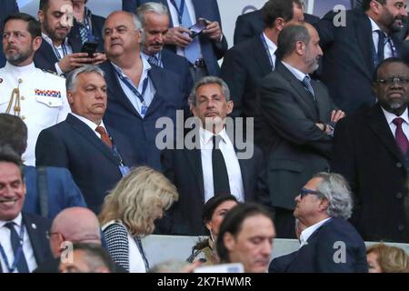 ©Manuel Blondau/AOP Press/MAXPPP - 28/05/2022 Paris - Saint Denis Nicolas Sarkozy während des UEFA Champions League-Finalspiels zwischen dem FC Liverpool und Real Madrid CF am 28. Mai 2022 im Stade de France in Paris, Frankreich. Stockfoto