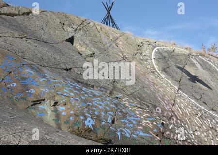 Die kulturellen Kreuzungen in der Altstadt, Yellowknife, Northwest Territories, Kanada Stockfoto