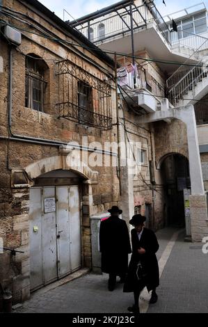 MEA She'arim-Nachbarschaft in Jerusalem, Israel. Stockfoto