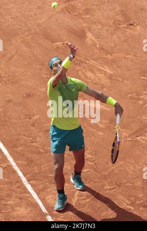 ©Sebastien Muylaert/MAXPPP - Paris 05/06/2022 der Spanier Rafael Nadal tritt am 15. Tag der French Open 2022 bei Roland Garros in Paris beim Finale der Männer gegen Casper Ruud aus Norwegen an. 05.06.2022 Stockfoto