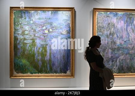 â©PHOTOPQR/LE COURRIER DE L'OUEST/Josselin Clair ; ; 08/06/2022 ; Fontevraud l'Abbaye, 8/06/2022, Präsentation der Ausstellung Metamorphosen dans l'Art de Claude Monet avec plus de trente peintures du peintre, dans le musee d'Art moderne de l'Abbaye de Fontevraud dans le Maine-et-Loire. - Monet-Ausstellung in Fontevraud l'Abbaye Frankreich, 8. Juni 2022 Stockfoto