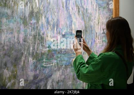 â©PHOTOPQR/LE COURRIER DE L'OUEST/Josselin Clair ; ; 08/06/2022 ; Fontevraud l'Abbaye, 8/06/2022, Präsentation der Ausstellung Metamorphosen dans l'Art de Claude Monet avec plus de trente peintures du peintre, dans le musee d'Art moderne de l'Abbaye de Fontevraud dans le Maine-et-Loire. - Monet-Ausstellung in Fontevraud l'Abbaye Frankreich, 8. Juni 2022 Stockfoto