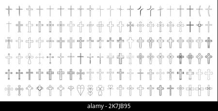Christian Cross Vector Set Kollektion Stock Vektor
