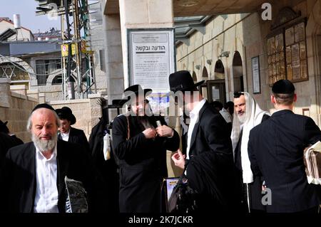 Eine orthodoxe Yeshiva im Geula-Viertel in Jerusalem, Israel. Stockfoto