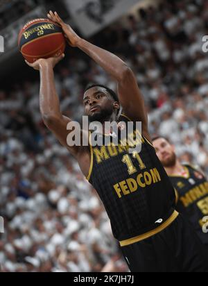 ©Mourad ALLILI/MAXPPP - 25/06/2022 Monaco s Alpha Diallo während der französischen Meisterschaft, des Betclic Elite Basketball-Spiels, des Final Match 5 zwischen LDLC ASVEL und AS Monaco Basket am 25. Juni 2022 im Astroballe in Villeurbanne, Frankreich Stockfoto