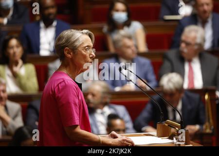 ©PHOTOPQR/LE PARISIEN/Olivier Corsan ; Paris ; 06/07/2022 ; Assemblée Nationale, Paris, Frankreich, le 6 juillet 2022. La première ministre Elisabeth trug einen prononcé son depres de politique générale devant l'Assemblée Nationale. - NATIONALVERSAMMLUNG: ELISABETH BORNE’S ALLGEMEINE POLITISCHE REDE 7 2022. JULI PARIS FRANKREICH Stockfoto