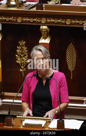 ©PHOTOPQR/LE PARISIEN/Olivier Corsan ; Paris ; 06/07/2022 ; Assemblée Nationale, Paris, Frankreich, le 6 juillet 2022. La première ministre Elisabeth trug einen prononcé son depres de politique générale devant l'Assemblée Nationale. - NATIONALVERSAMMLUNG: ELISABETH BORNE’S ALLGEMEINE POLITISCHE REDE 7 2022. JULI PARIS FRANKREICH Stockfoto