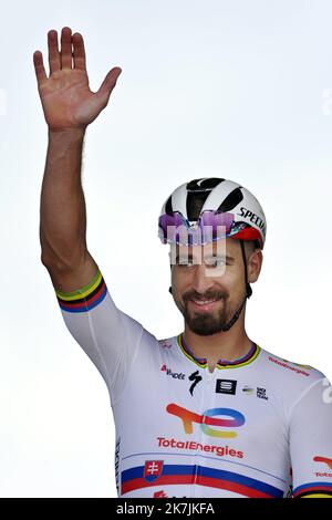 ©PHOTOPQR/L'EST REPUBLICAIN/ALEXANDRE MARCHI ; LILLE ; 06/07/2022 ; SPORT - CYCLISME - TOUR DE FRANCE 2022 - 109 EME EDITION - TDF - 5 EME ETAPE - LILLE - WALLER ARENBERG PORTE DU HENNEGAU. Lille 6 Juillet 2022. Peter SAGAN. FOTO Alexandre MARCHI. 109. Tour de France, Radrennen Stockfoto