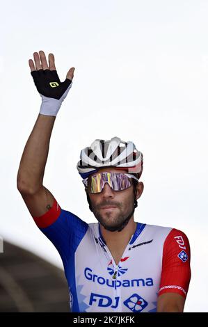 ©PHOTOPQR/L'EST REPUBLICAIN/ALEXANDRE MARCHI ; LILLE ; 06/07/2022 ; SPORT - CYCLISME - TOUR DE FRANCE 2022 - 109 EME EDITION - TDF - 5 EME ETAPE - LILLE - WALLER ARENBERG PORTE DU HENNEGAU. Lille 6 Juillet 2022. Thibaut PINOT. FOTO Alexandre MARCHI. 109. Tour de France, Radrennen Stockfoto