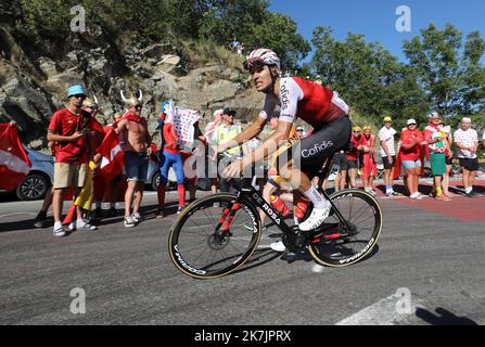 ©PHOTOPQR/LE COURRIER PICARD/HASLIN ; Alpe d'huez ; 14/07/2022 ; 14/07/22 Tour de France 12eme etape Briancon - l'Alpe d'Huez Anthony PEREZ (Cofidis) Foto Fred Haslin - die 109. Ausgabe der Tour de France Radrennen findet von 01 bis 24 Juli 2022 - Stockfoto