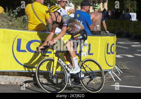 ©Laurent Lairys/MAXPPP - Christophe Laporte von Jumbo-Visma während der Tour de France 2022, Radrennen Etappe 12, Brianon - Alpe d'Huez (165,5 km) am 14. Juli 2022 in Huez, Frankreich - Foto Laurent Lairys / MAXPPP Stockfoto