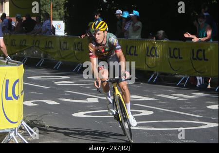 ©Laurent Lairys/MAXPPP - Christophe Laporte von Jumbo-Visma während der Tour de France 2022, Radrennen Etappe 12, Brianon - Alpe d'Huez (165,5 km) am 14, 2022 in Huez, Frankreich - Foto Laurent Lairys / MAXPPP Stockfoto