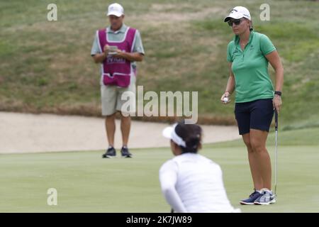 ©PHOTOPQR/LE DAUPHINE/Grégory YETCHMENIZA ; Évian-les-Bains ; 23/07/2022 ; Grégory YETCHMENIZA / LE DAUPHINE LIBERE / Photopqr EVIAN-LES-BAINS (HAUTE-SAVOIE) LE 23 JUILLET 2022 2022 DIE AMUNDI EVIAN CHAMPIONSHIP / GOLF sur notre Foto : Perrine Delacour, Frankreich. Stockfoto