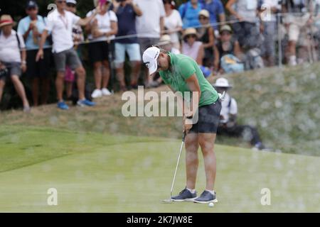 ©PHOTOPQR/LE DAUPHINE/Grégory YETCHMENIZA ; Évian-les-Bains ; 23/07/2022 ; Grégory YETCHMENIZA / LE DAUPHINE LIBERE / Photopqr EVIAN-LES-BAINS (HAUTE-SAVOIE) LE 23 JUILLET 2022 2022 DIE AMUNDI EVIAN CHAMPIONSHIP / GOLF sur notre Foto : Perrine Delacour, Frankreich. Stockfoto