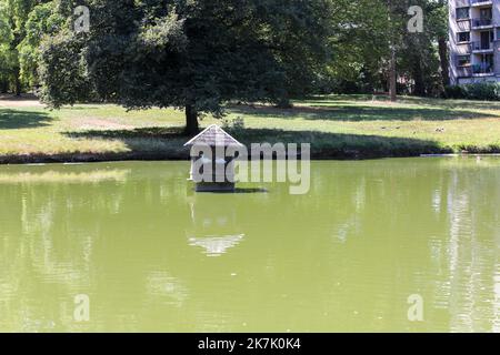 ©PHOTOPQR/VOIX DU Nord/Thierry Thorel ; 09/08/2022 ; Tourcoing - Le 9 aout 2022 : la faune et la flore en souffrance dans les etangs du Parc en raison les conditions climatiques de cet ete - Foto : Thierry THOREL / La Voix du Nord - Tourcoing, Frankreich, august 9. 2022 Historische Dürre in Frankreich Stockfoto