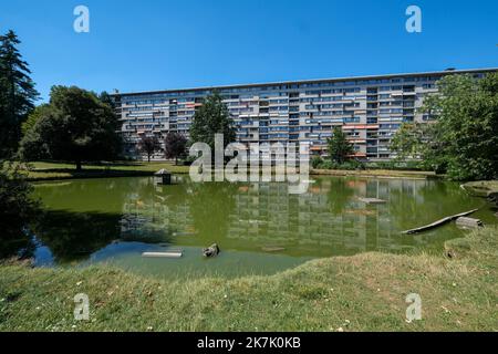 ©PHOTOPQR/VOIX DU Nord/Thierry Thorel ; 09/08/2022 ; Tourcoing - Le 9 aout 2022 : la faune et la flore en souffrance dans les etangs du Parc en raison les conditions climatiques de cet ete - Foto : Thierry THOREL / La Voix du Nord - Tourcoing, Frankreich, august 9. 2022 Historische Dürre in Frankreich Stockfoto