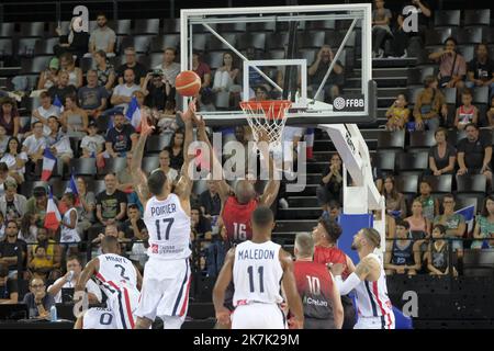 ©Giacomo Italiano/MAXPPP - MONTPELLIER 18/08/2022 Match de preparation pour l equipe de France de basket contre la Belgique a l Arena Sud de France a Montpellier le jeudi 18 aout 2022. Photographe : Giacomo Italiano / MaxPPP - Freundliches Basketballspiel zwischen Frankreich und Belgien in der Sud de France Arena in Montpelier, Frankreich am 18. August 2022. Stockfoto