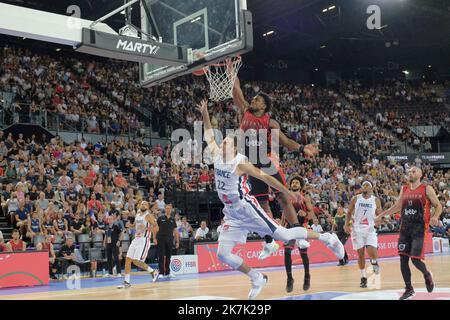 ©Giacomo Italiano/MAXPPP - MONTPELLIER 18/08/2022 Match de preparation pour l equipe de France de basket contre la Belgique a l Arena Sud de France a Montpellier le jeudi 18 aout 2022. Photographe : Giacomo Italiano / MaxPPP - Freundliches Basketballspiel zwischen Frankreich und Belgien in der Sud de France Arena in Montpelier, Frankreich am 18. August 2022. Stockfoto