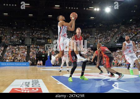 ©Giacomo Italiano/MAXPPP - MONTPELLIER 18/08/2022 Match de preparation pour l equipe de France de basket contre la Belgique a l Arena Sud de France a Montpellier le jeudi 18 aout 2022. Photographe : Giacomo Italiano / MaxPPP - Freundliches Basketballspiel zwischen Frankreich und Belgien in der Sud de France Arena in Montpelier, Frankreich am 18. August 2022. Stockfoto