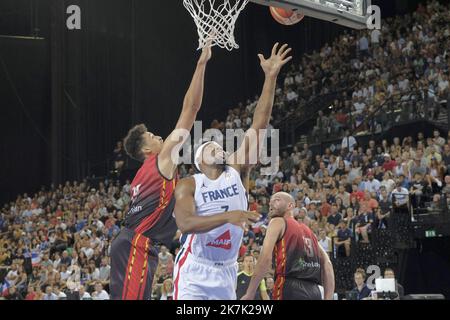 ©Giacomo Italiano/MAXPPP - MONTPELLIER 18/08/2022 Match de preparation pour l equipe de France de basket contre la Belgique a l Arena Sud de France a Montpellier le jeudi 18 aout 2022. Photographe : Giacomo Italiano / MaxPPP - Freundliches Basketballspiel zwischen Frankreich und Belgien in der Sud de France Arena in Montpelier, Frankreich am 18. August 2022. Stockfoto