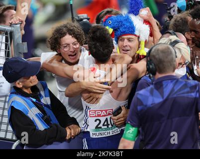 ©PHOTOPQR/L'ALSACE/Jean-Marc LOOS ; München ; 21/08/2022 ; Yann Schrub (FRA) sur10000 m lors des championnats d'Europe d'athlétisme à Munich le 21 août 2022. Stockfoto