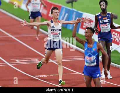 ©PHOTOPQR/L'ALSACE/Jean-Marc LOOS ; München ; 21/08/2022 ; Yann Schrub (FRA) sur10000 m lors des championnats d'Europe d'athlétisme à Munich le 21 août 2022. Stockfoto