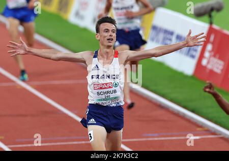 ©PHOTOPQR/L'ALSACE/Jean-Marc LOOS ; München ; 21/08/2022 ; Yann Schrub (FRA) sur10000 m lors des championnats d'Europe d'athlétisme à Munich le 21 août 2022. Stockfoto