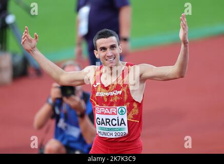 ©PHOTOPQR/L'ALSACE/Jean-Marc LOOS ; München ; 21/08/2022 ; Mariano Garcia (ESP) sur 800m lors des championnats d'Europe d'athlétisme à Munich le 21 août 2022. Stockfoto