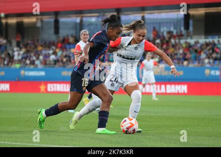 ©Manuel Blondau/AOP Press/MAXPPP - 23/08/2022 Barcelona Oceanes Deslands of Montpellier und =H18 während des Fußballspiels der Frauen Gamper Trophy zwischen FC Barcelona Women und HSC Women in Montpellier, am 23. August 2022 im Estadi Johan Cruyff in Barcelona, Spanien. Stockfoto