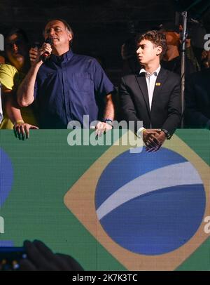 ©PHOTOPQR/OUEST FRANCE/Franck Dubray ; Belo Horizonte ; 24/08/2022 ; Reportage au Brésil avant les élections présidentielles qui auront lieu en Octobre. Meeting du président Jair Bolsonaro dans la ville de Belo Horizonte?(Foto Franck Dubray) - Belo Horizonte, Brasilien, august 24. 2022 Treffen von Jair-Bolsonaro, das sich für die Präsidentschaftswahlen im oktober stellt Stockfoto