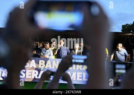 ©PHOTOPQR/OUEST FRANCE/Franck Dubray ; Belo Horizonte ; 24/08/2022 ; Reportage au Brésil avant les élections présidentielles qui auront lieu en Octobre. Meeting du président Jair Bolsonaro dans la ville de Belo Horizonte?(Foto Franck Dubray) - Belo Horizonte, Brasilien, august 24. 2022 Treffen von Jair-Bolsonaro, das sich für die Präsidentschaftswahlen im oktober stellt Stockfoto