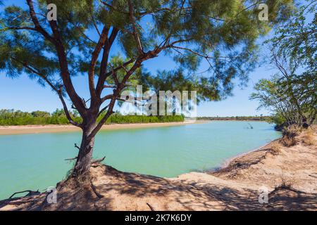 Panoramablick auf den Albert River, Burketown, Gulf of Karpentaria, Queensland, QLD, Australien Stockfoto